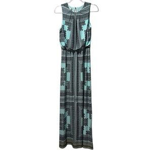 Teal and Black Patteren Maxi Dress- Size 4